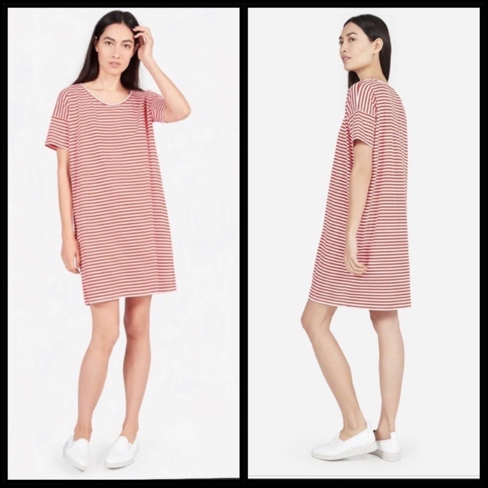 Everlane Red and White Striped Tshirt Dress